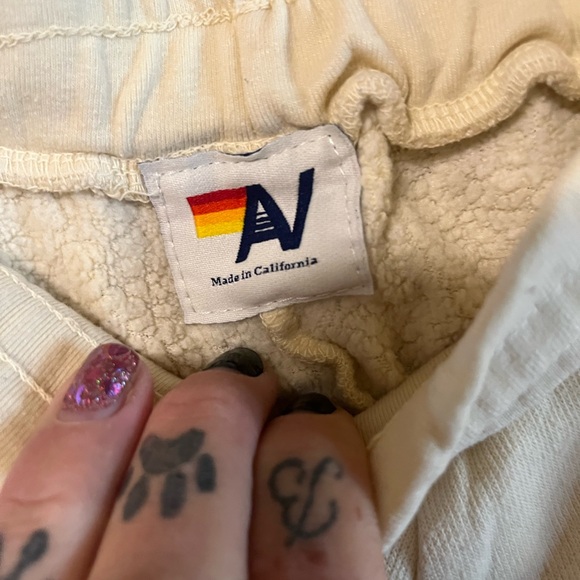 Aviator Nation 5 stripe Cream Shorts with Rainbow Stripes - Picture 4 of 7